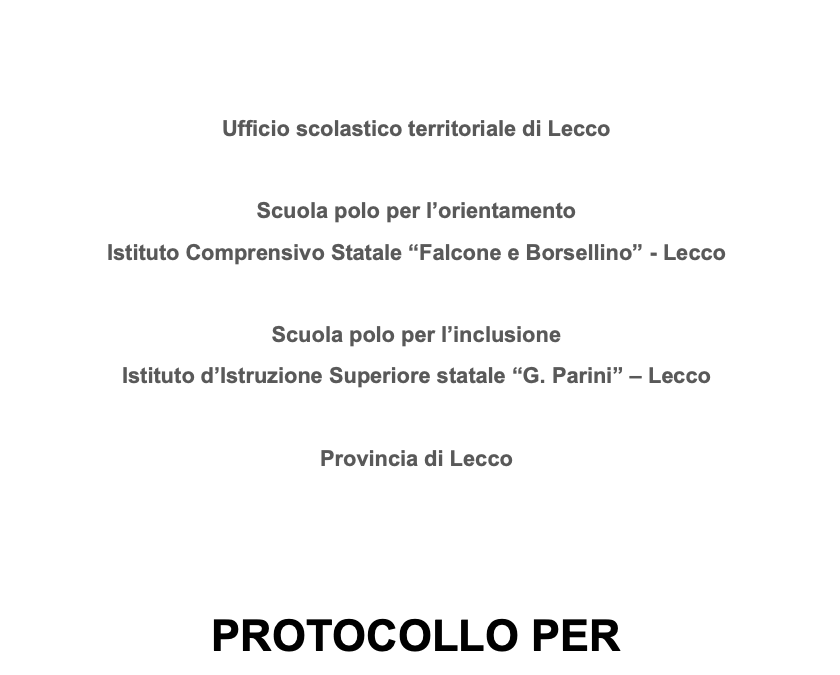 Protocollo provinciale per l’orientamento